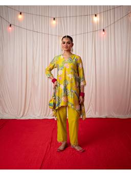 Chrkha - Green Bhado 2.0 - Printed Short Kurta with Pant
