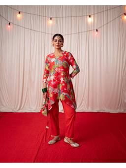Chrkha - Red Bhado 2.0 - Printed Short Kurta with Pant