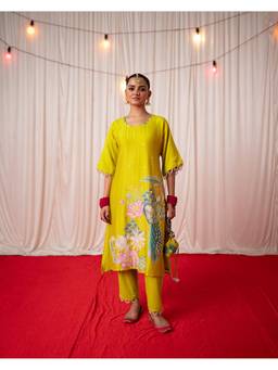 Chrkha - Green Bhado 2.0- Printed Oversize Kurta with Pant