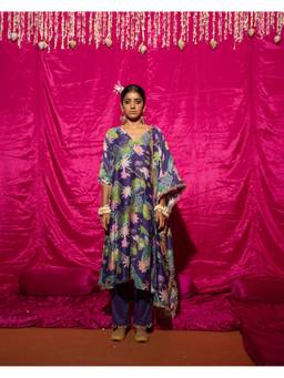 Chrkha - Bhado- Purple Printed Kurta with Pant