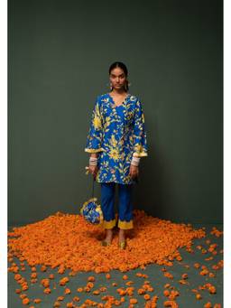 Chrkha - Masakali- Blue Short Kurta with Pant