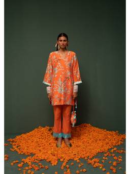 Chrkha - Masakali- Orange Short Kurta with Pant