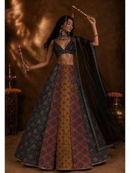 MONK & MEI - Multicolour Mehrang Lehenga with Blouse and Dupatta