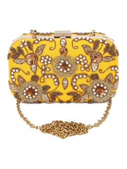 The Purple Sack - Yellow Embroidered Clutch