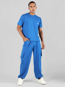 CHKOKKO - Mens Blue Casual Track Suit Co-Ord (Set of 2)