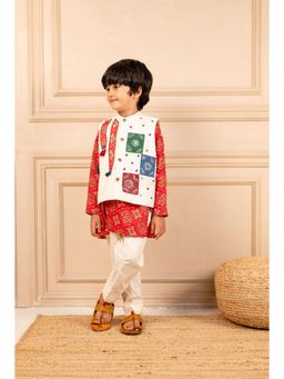 JILMIL - Boys Digital Patola Print Kurta and Pant with Hand worked Jacket (Set of 3)