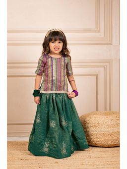 JILMIL - Girls Banarasi Brocade Kurti and Fandy Crush embroidered Lehenga