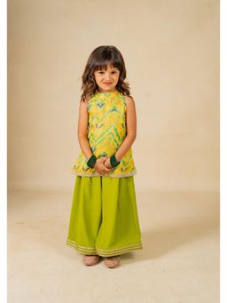 JILMIL - Girls Yellow Kurti and Green Palazzo