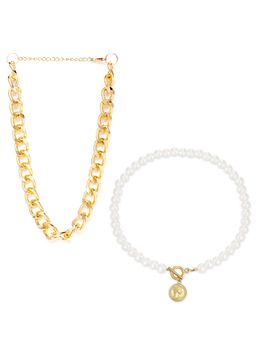 Jewels Galaxy - Jewellery For Women Gold-Plated Layered Necklace (Set of 2)