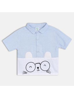 MINI KLUB - Cotton Half Sleeves Cartoon Embroidered Shirt