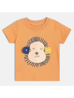 MINI KLUB - Cotton Half Sleeves Printed T-Shirt - Orange