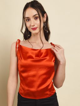 Trend Arrest - Orange Satin Party Top