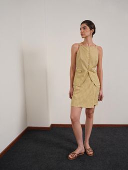 FABLE STREET - Cotton Striped Square Neck Tie-Up Co Ord Set