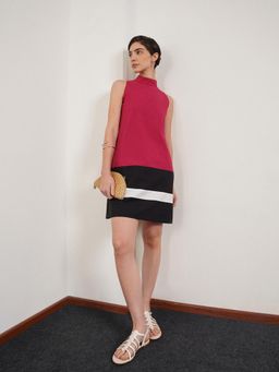 FABLE STREET - Cotton Color-Block Shift Sleeveless Dress