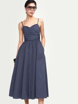 RAREISM - Yarn Dyed Fit And Flare Strappy Dress