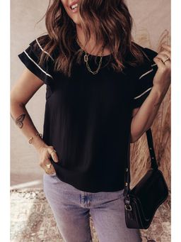 Errabelly - Black Contrast Trim Dual Ruffle Short Sleeve Top