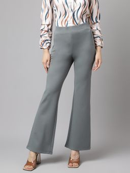 Latin Quarters - Women Grey Solid High Rise Casual Trouser