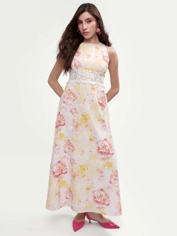 RAREISM - Floral Printed Lace Detail Dress
