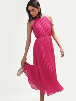 RAREISM - Pink Pleated Halter Dress