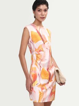 RAREISM - Abstract Print Round Neck Mini Dress