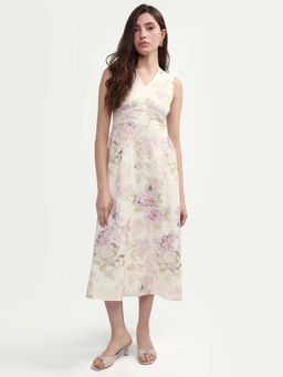 RAREISM - Off White Printed A Line Midi Dress