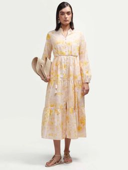 RAREISM - Floral Print Tier Maxi Dress with Belt