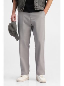 Snitch - Grey Solid Relaxed Casual Trouser for Men