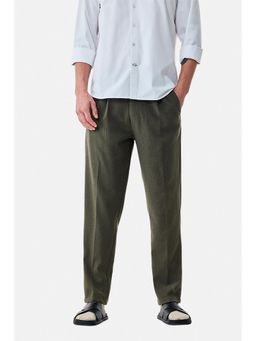 Snitch - Olive Solid Relaxed Casual Trouser for Men