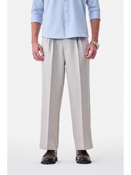 Snitch - Cream Plain Loose Casual Trouser for Men
