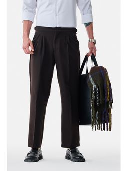 Snitch - Dark Brown Plain Loose Casual Trouser for Men