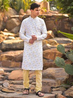 House of Deyann - Yellow Kurta with Churidar (Set of 2)