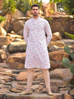 House of Deyann - Peach Kurta with Churidar (Set of 2)