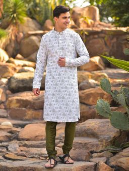 House of Deyann - Grey Kurta with Churidar (Set of 2)
