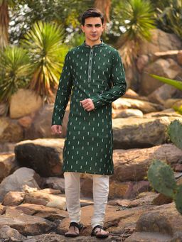 House of Deyann - Green Kurta with Churidar (Set of 2)