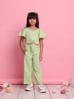 SAKA DESIGNS - Girl Stylish Green Co-Ord (Set of 2)