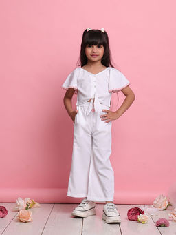 SAKA DESIGNS - Girl Stylish White Co-Ord (Set of 2)