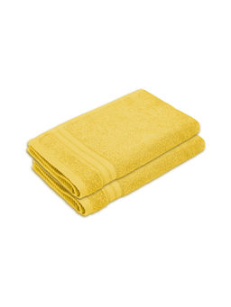 Layers - Be Bold 100% Cotton 450 GSM Yellow Solid Hand Towels (Pack of 2)