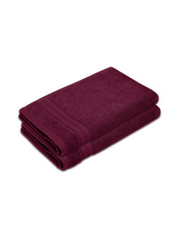 Layers - Be Bold 100% Cotton 450 GSM Purple Solid Hand Towels (Pack of 2)