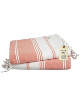 LANE LINEN - Pure Cotton Turkish Beach Towel Coral Pink (Pack of 2)