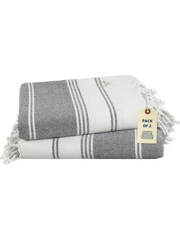 LANE LINEN - Pure Cotton Turkish Bath Towel Black (Pack of 2)