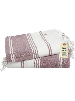 LANE LINEN - Pure Cotton Turkish Bath Towel Red (Pack of 2)