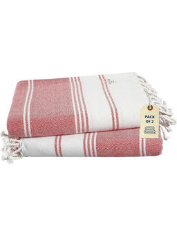 LANE LINEN - Pure Cotton Turkish Bath Towel Dark Pink (Pack of 2)