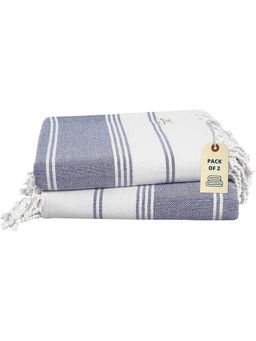 LANE LINEN - Pure Cotton Turkish Bath Towel Navy (Pack of 2)