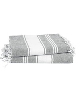LANE LINEN - Pure Cotton Turkish Bath Towel Grey (Pack of 2)