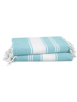 LANE LINEN - Pure Cotton Turkish Beach Towel Turquoise Blue (Pack of 2)