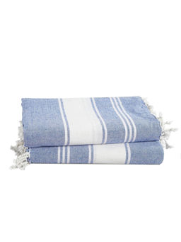 LANE LINEN - Pure Cotton Turkish Bath Towel Blue (Pack of 2)