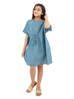 Olele - Girls Hand Smocked Cotton Kaftan Dress Stripes Print