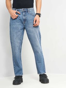 CELIO - Men Blue Solid Relaxed Fit Cotton Jeans
