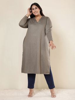 Amydus - Green Polyester Blend Textured Straight Kurta