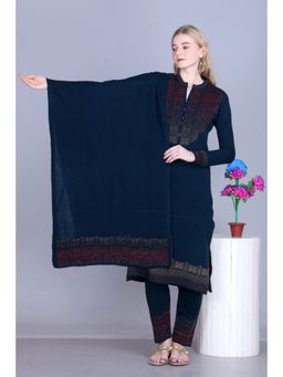 Montrex - Blue Full Sleeve V Neck Kurti with Pant and Dupatta